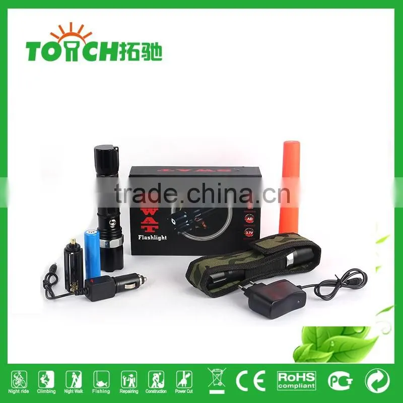 bike flashlight self defense zoomable super bright for 1*18650 cre e XPE 3W emergency flashlight for night riding
