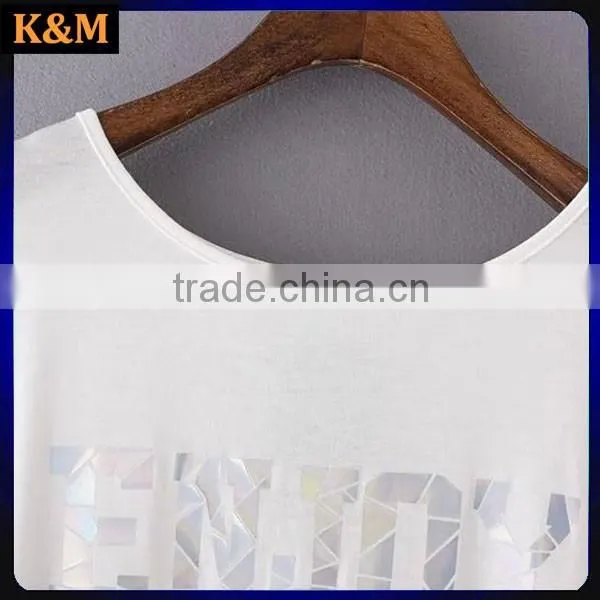 ladies custom print t shirt casual bat wings sleeves t shirt
