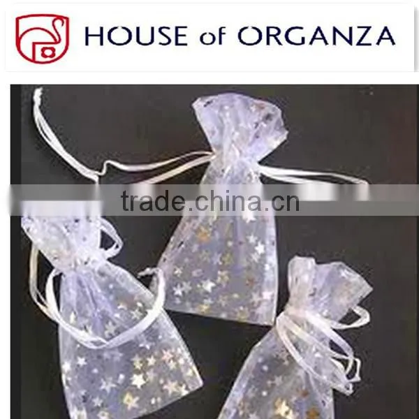 Sheer White Print Gift Organza Bags