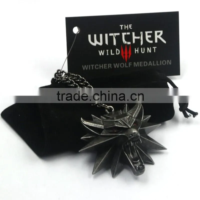 New Arrival Melone Retro The Witcher 3 Necklace With Red Eye Wolf Head Pendant