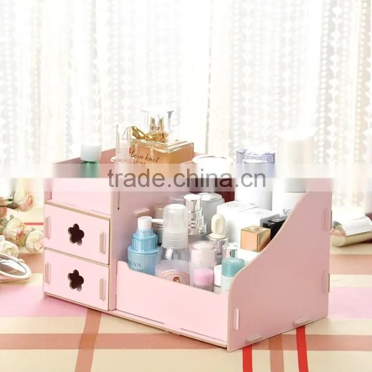 Factory fashionable wooden makeup box/ cosmetic box makeup kit/ luxury makeup box