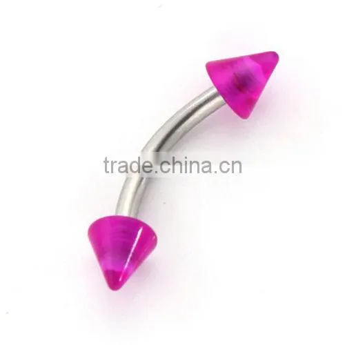 Simple Color Cool Acrylic Cone Fake Cheap Stainless Steel Eyebrow Rings Piercing Jewelry