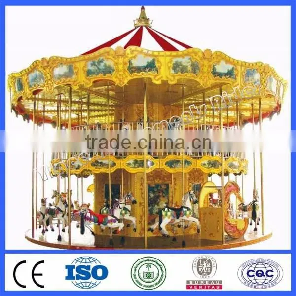 Amusement playground kiddy carousel 36 seats double deck carousel