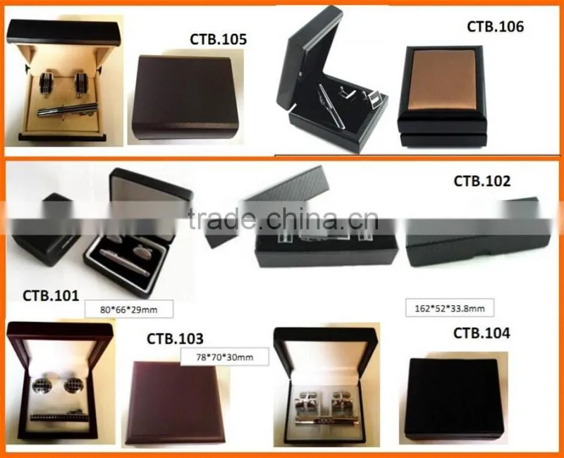 New Design Luxury Leather Wooden Cufflink Box