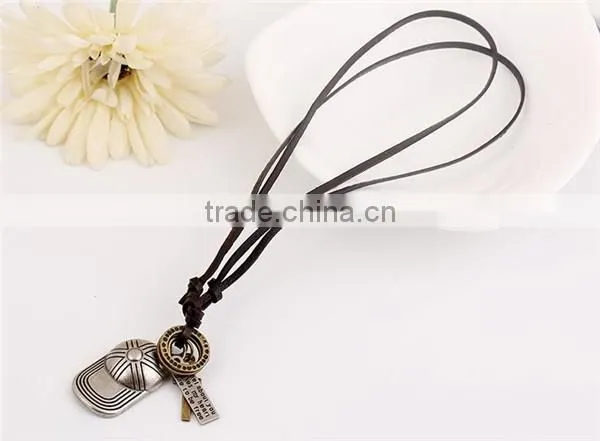 Vintage leather lariat necklace/make braided leather necklace