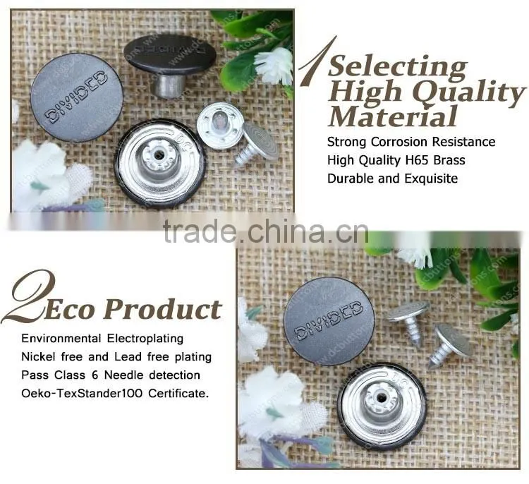 17mm jeans buttons and rivets shank jeans button metal buttons for jeans