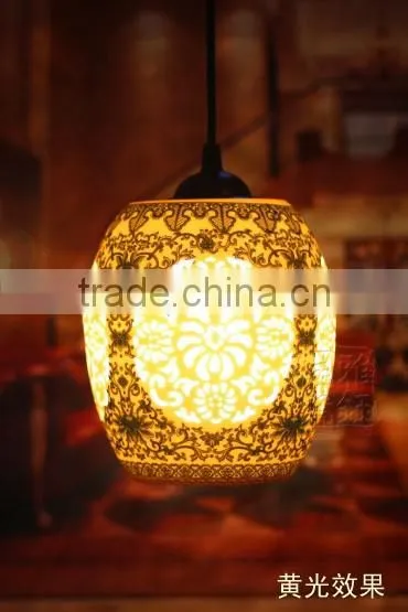 Vintage LED Pendant Light Blue White Porcelain Ceramic Loft Coffee Bar Restaurant Kitchen Lights
