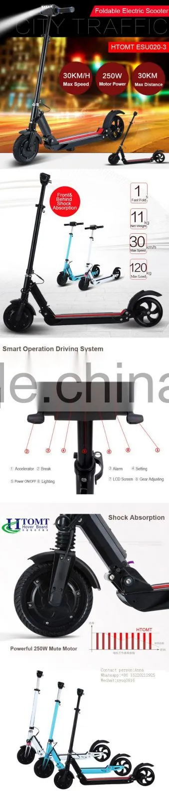 China Htomt self balancing electric scooter europe 2 wheel scooter with seat for adults electric scooter with handle