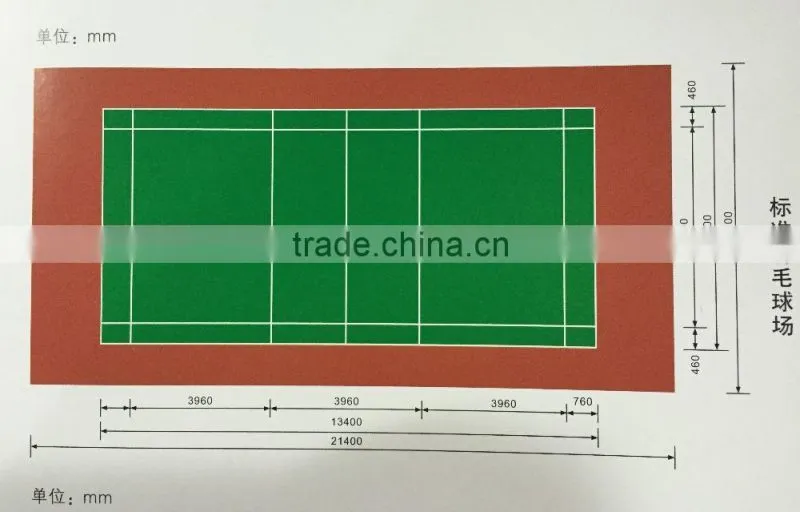 silicon PU synthetic badminton court flooring material