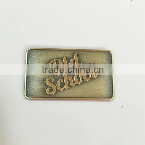 supplier embossed metal brand logo tag with 3m sticker china online shopping