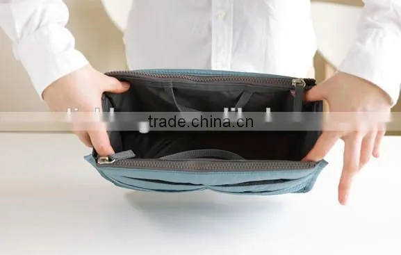Double Zipper Multifunctional Toiletry Fashion Nylon Cosmetic Travel Bag