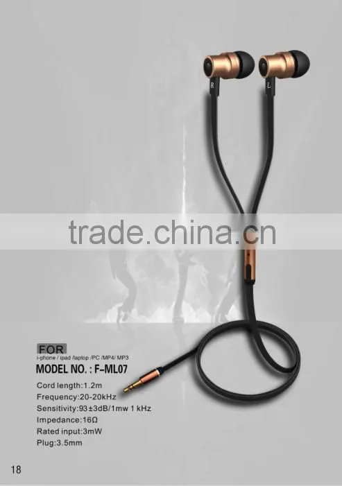 factory supply cheap earphone with MIC and volume control