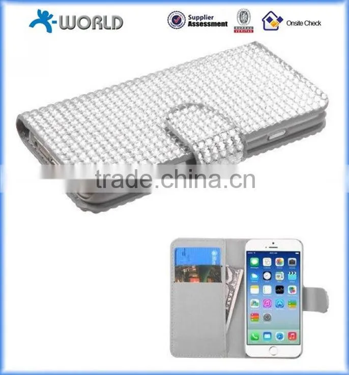 Slim Bling diamond Leather Hard Case for iPhone 6S with card slot