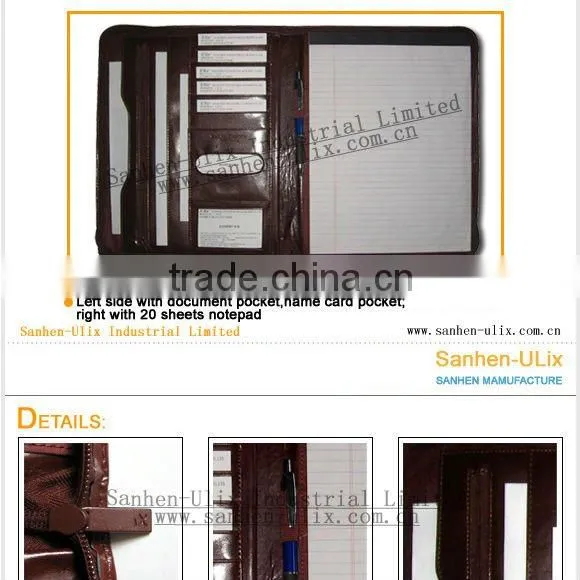 PU MATERIAL DOCUMENT FOLDER WITH 20 SHEETS NOTEPAD