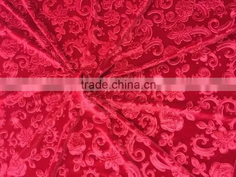 Red Flower 3D Emboss Velvet for Winter Loose Dress/for Evening Dress