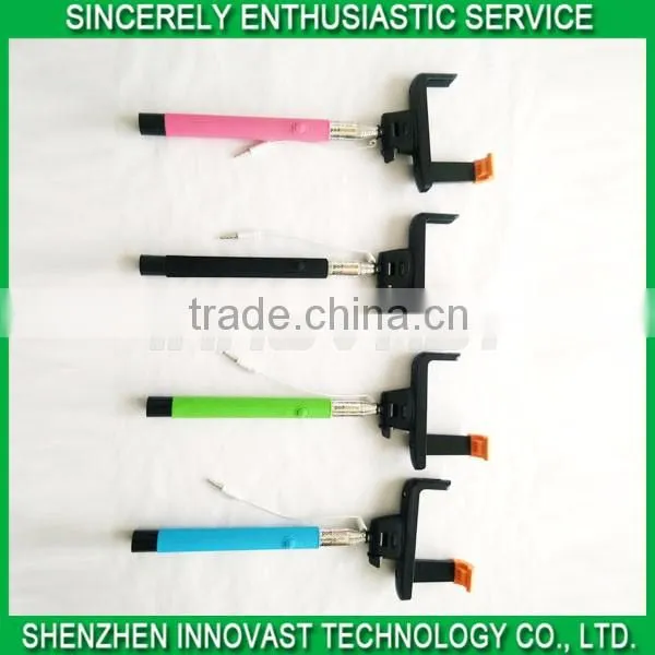 3.5mm audio cable wired monopod selfie stick with beautiful appearance