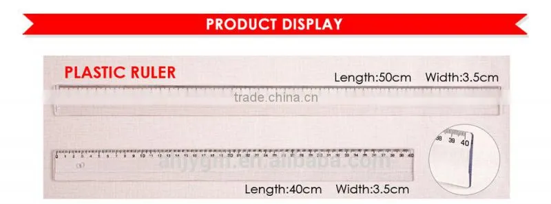 40X3.5CM Transparent Plastic Straight Ruler/school ruler