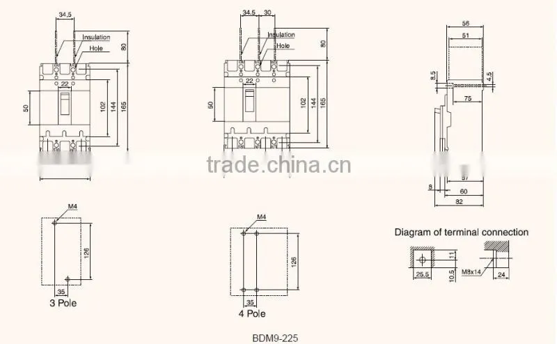 BDM9 ABS MCCB 60A 3P MOULDED CASE CIRCUIT BREAKER