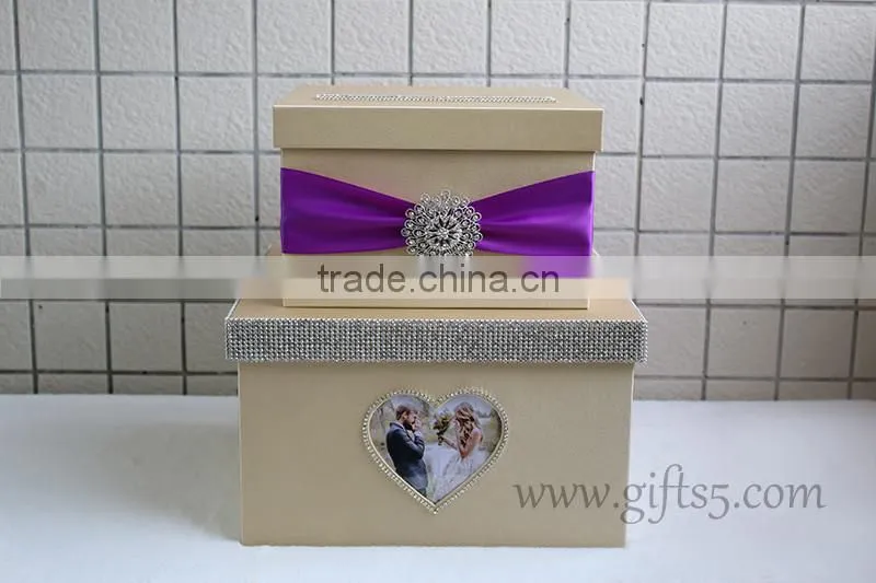 Elegant wedding gift card box in handmade
