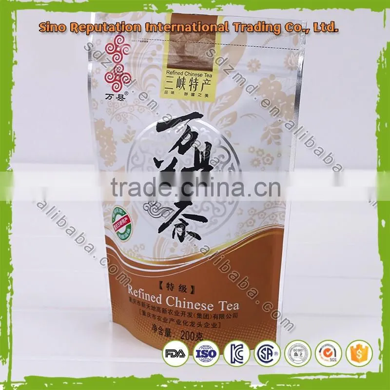 High Quality chinese plastic Tea packaging Bag with zipper top