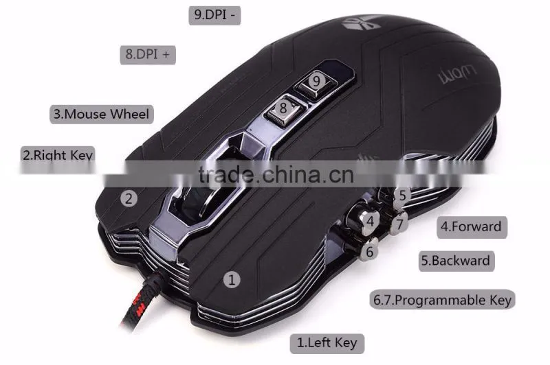 LUOM G5 3200DPI LED Optical 9D USB Vibration Wired Gaming Mouse