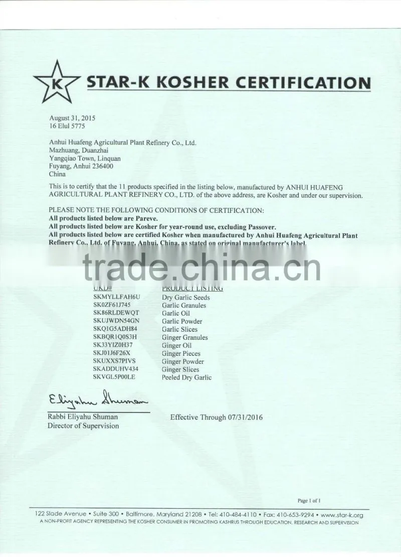 Top Quality Dried White Garlic Granules from direct factory