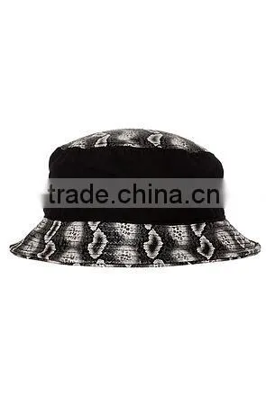 black cotton splice matching blank cool bucket caps and hat for men snakskin leather bucket hat