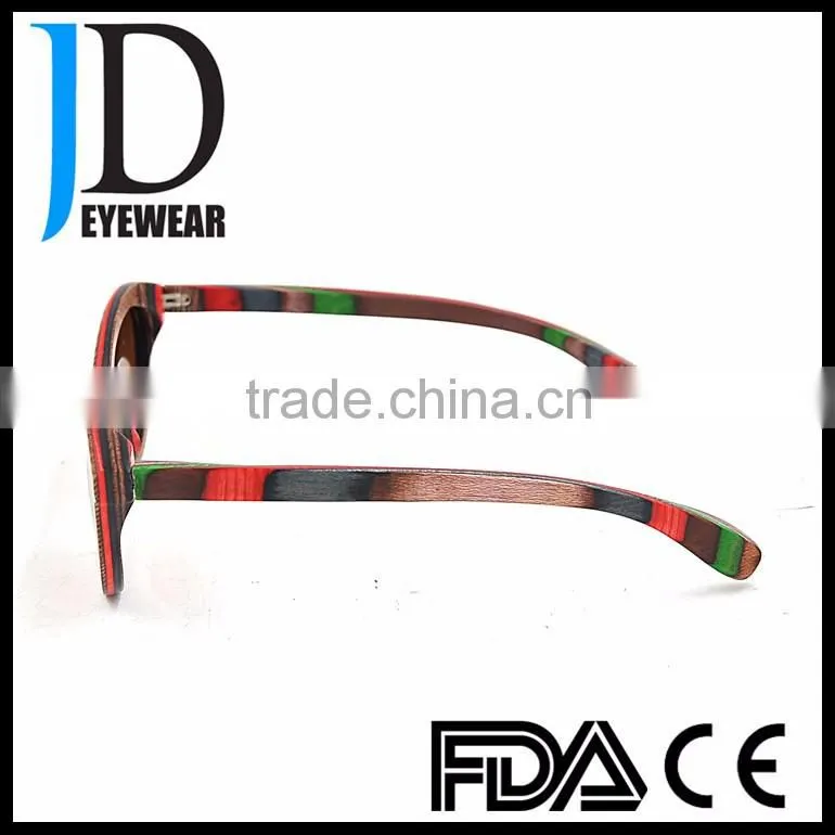 High Quality Custom Made Butterfly Style Natural Wooden Sunglasses