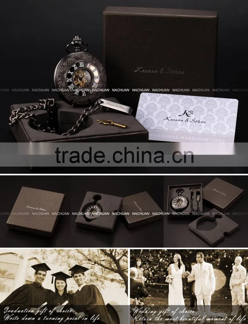 KS Skeleton Dial Hand Wind Analog Men Mechanical Pocket FOB Watch