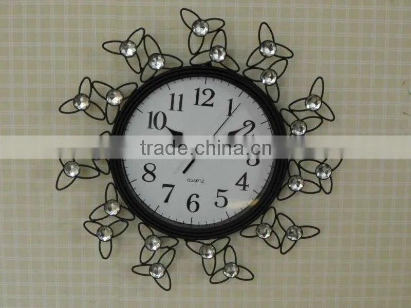 wrought iron craft stylish metal wall clock diamond