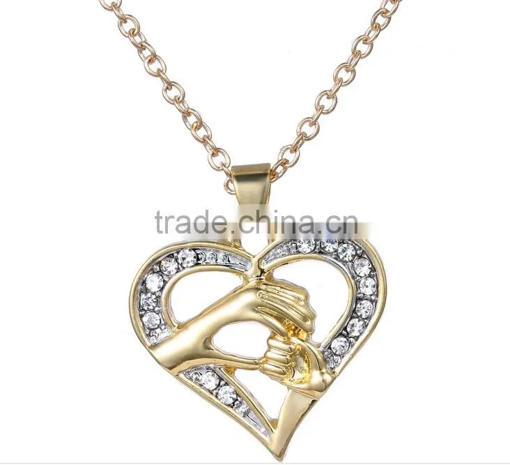 Wholesale Cheap Heart Disc Necklace for Mother's Day/Golden color Mothers day necklace