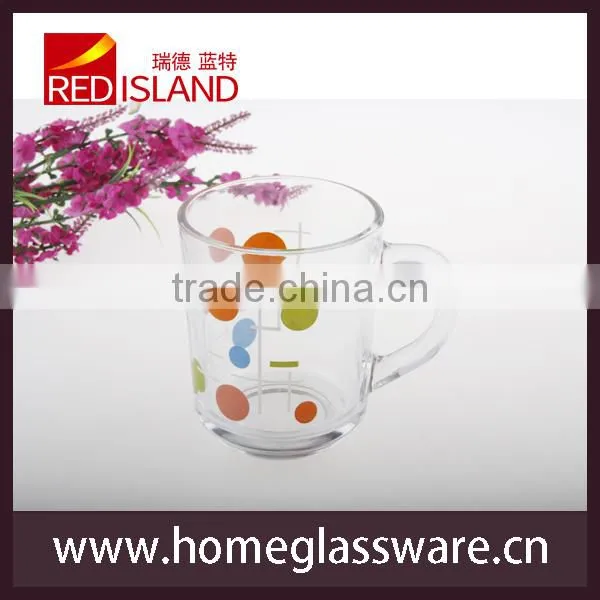 glass manufactory supply hot sale print glass milk mug