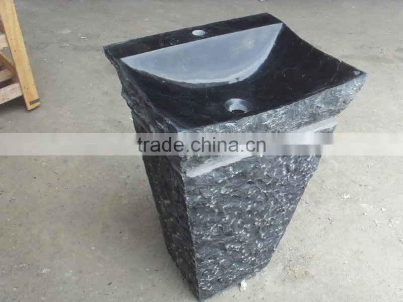 Nero marquina marble pedestal sink free standing sink