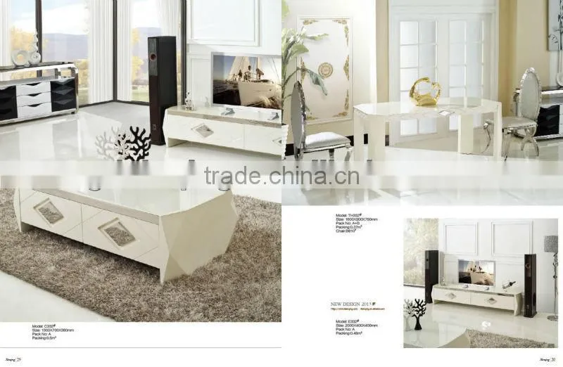 C332 living room furniture glass top wood coffee table