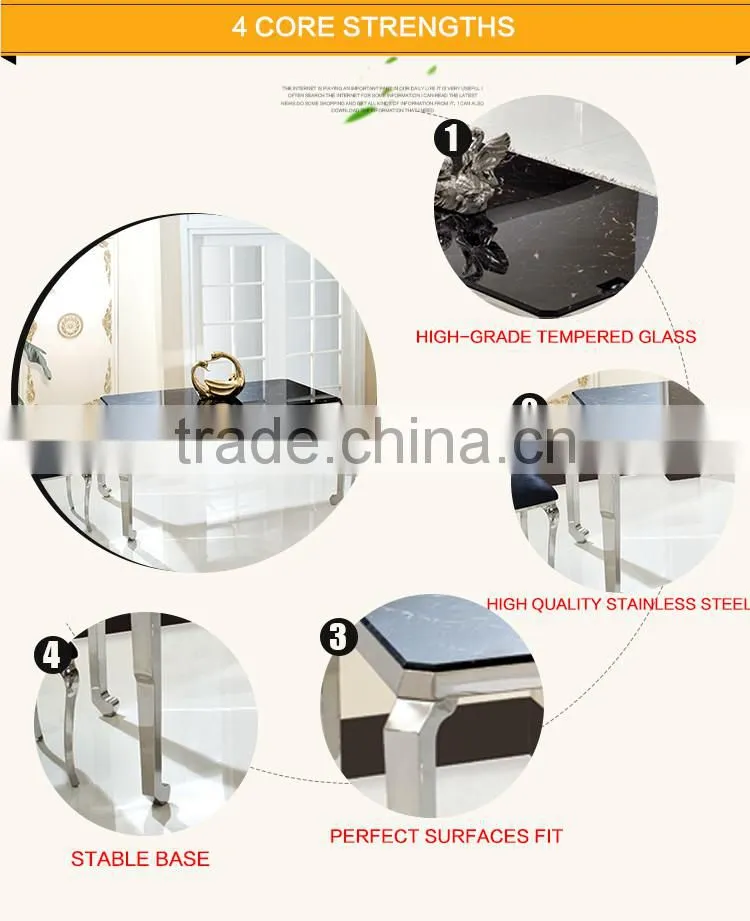 TH333 Dining Room Black Glass Dining Table