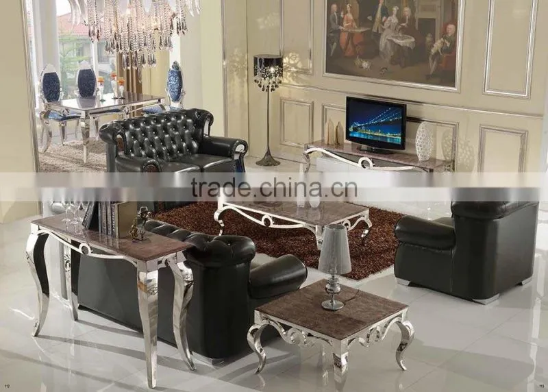 2015 stainless steel high quality console table with marble top N2132-3