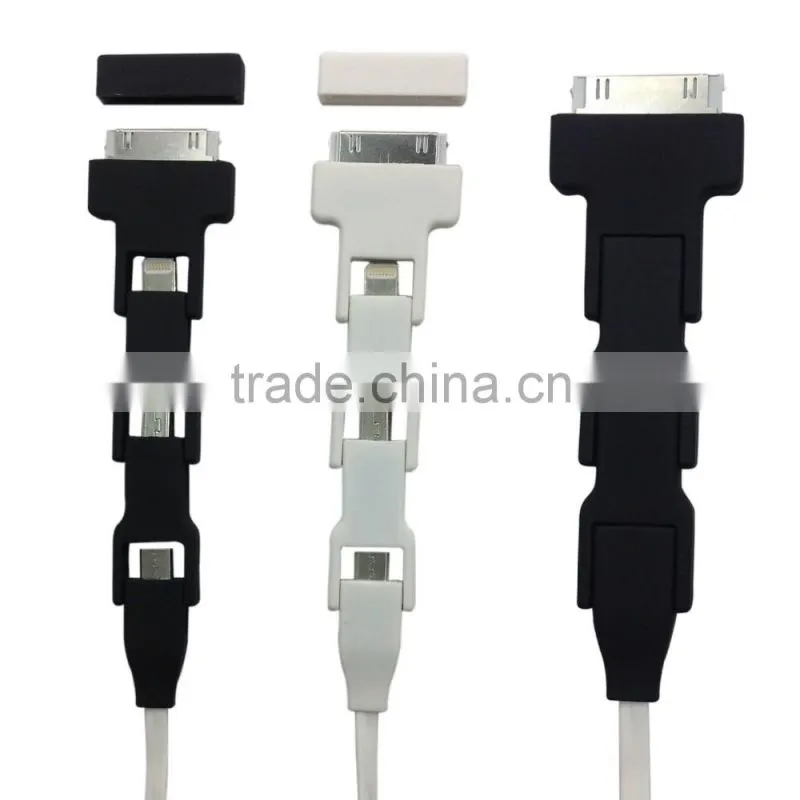 Affordable Custom 4 in 1 Multi Charging Cable for iPhone 4, iPhone 5, iPAD, Samsung Smart