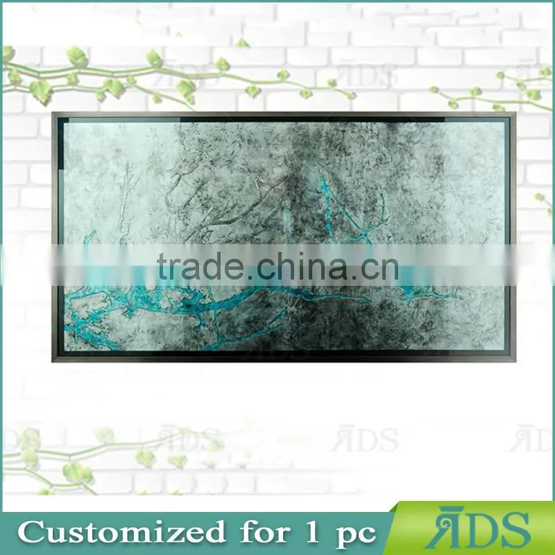 Framed Handmade carve pattens with silver leaf MDF modern glass wall art decor
