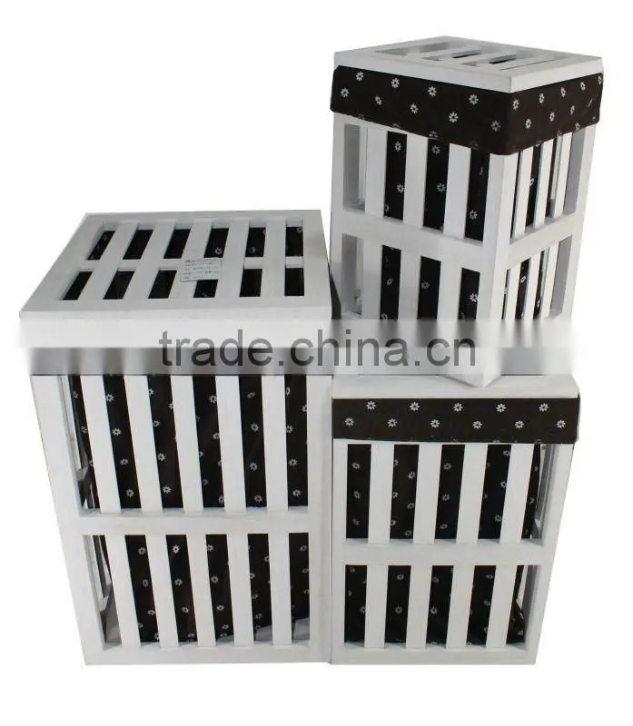 Wooden Storage laundry basket with lid