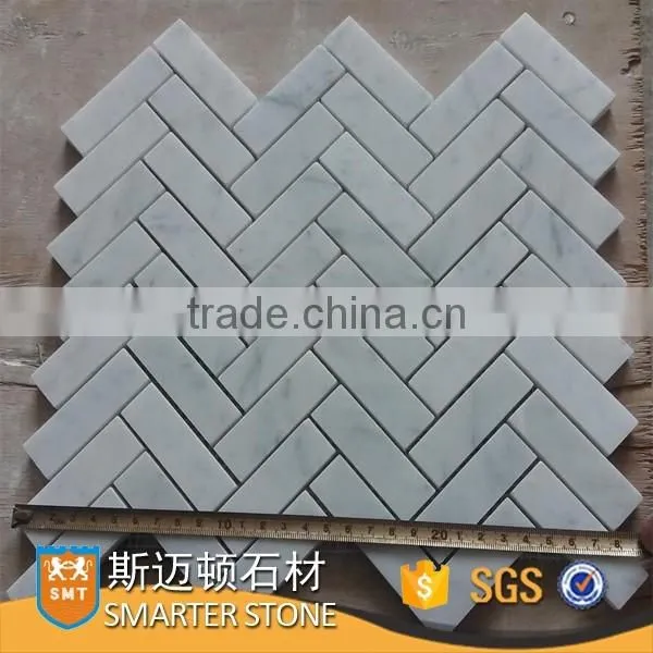 Bianco carrara white herringbone tile for bathroom