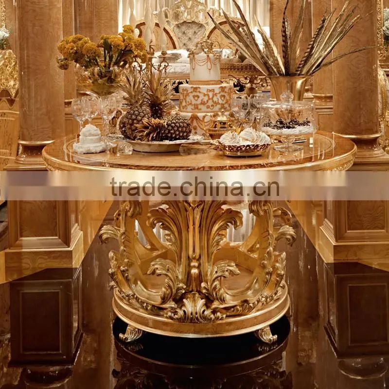 momoda New Arrival Luxury Golden Dining Table with beige Velvet Chairs, Royal Elegant Dining Room Set