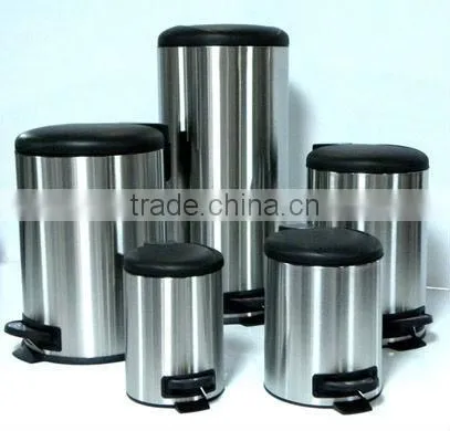 stainless steel foot pedal waste can