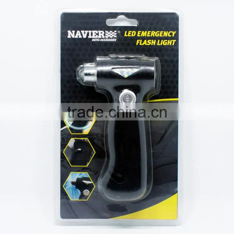 Multi-function vehicle emergency hammer safety hammer with belt cutter LED light