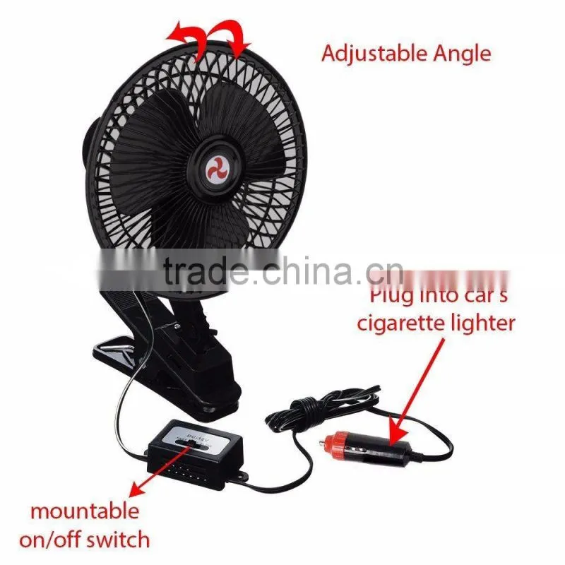 12V Car Fan Cooling Clip On Fan Portable Car Vehicle