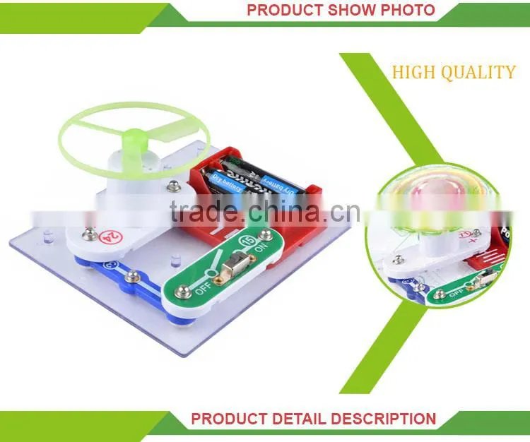 New product children plastic mini toy flying saucer electronic block kit