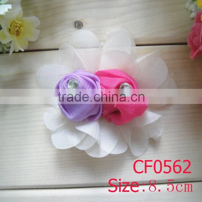 CF 0571 Small chic shabby fabric hair bow for girls baby