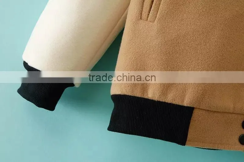 Women Loose Wool Color Matching Baseball Uniform Coats Cheap Clothes Watercolor Crochet College Sports Jackets Wholesale