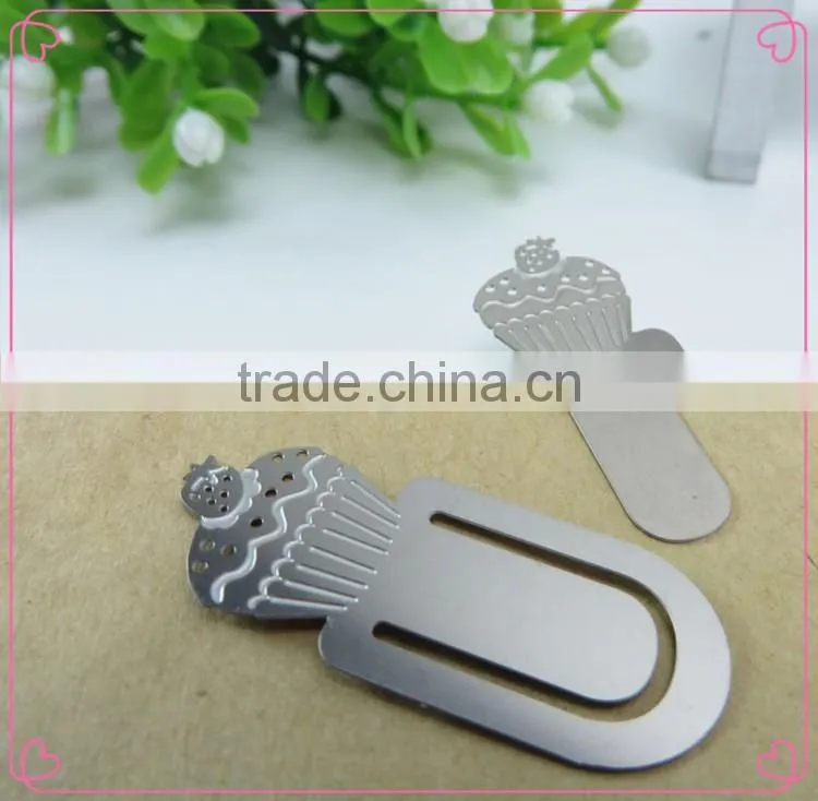 Custom wholesale cherry flower shape kids metal bookmarks for books