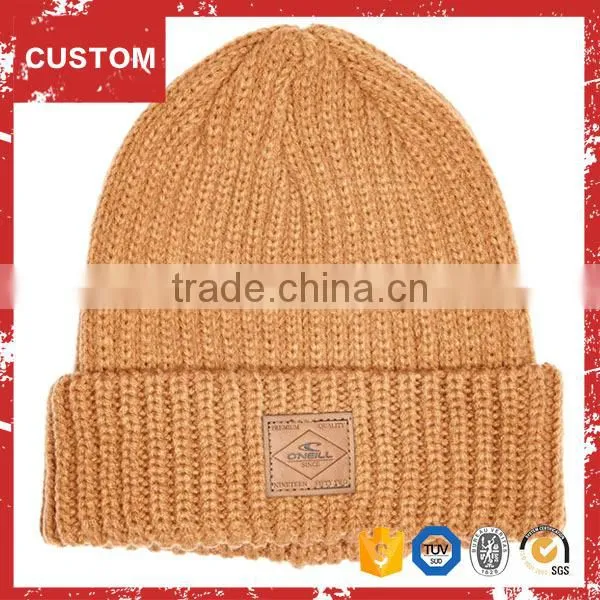 Wholesale High Quality Hip Hop Custom Leather Patch Beanies