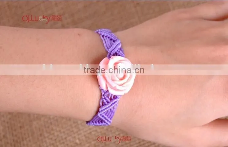 fabric cloth Bracelet with polymer clay flower charm, gold teapot charm silk cloth Bracelet new design fabric bracelet